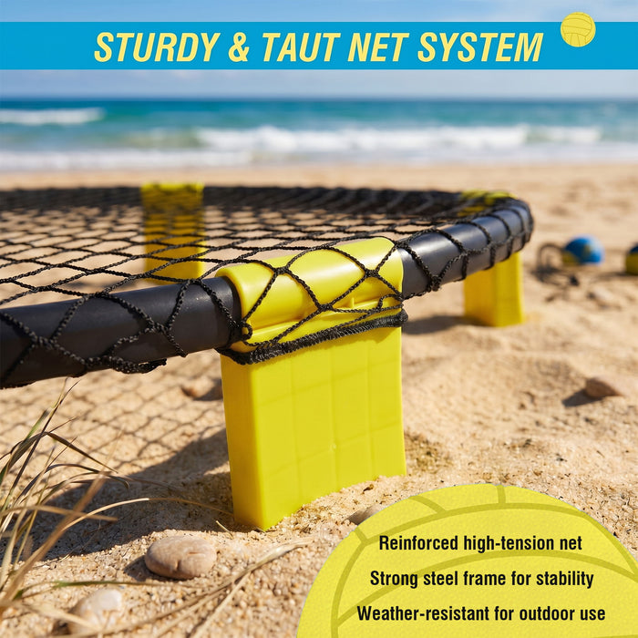 Outdoor Roundnet Game Set With 2 Balls, Sturdy Net And Carry Bag
