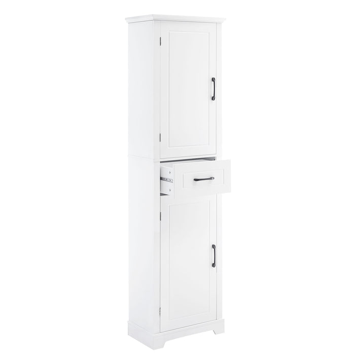 Tall Freestanding Bathroom Storage Cabinet With 2 Doors And Adjustable Shelves
