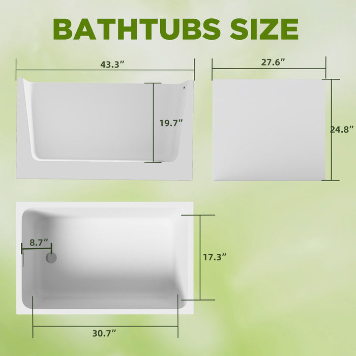 Freestanding Bathtub With Drain, Rectangular Shape