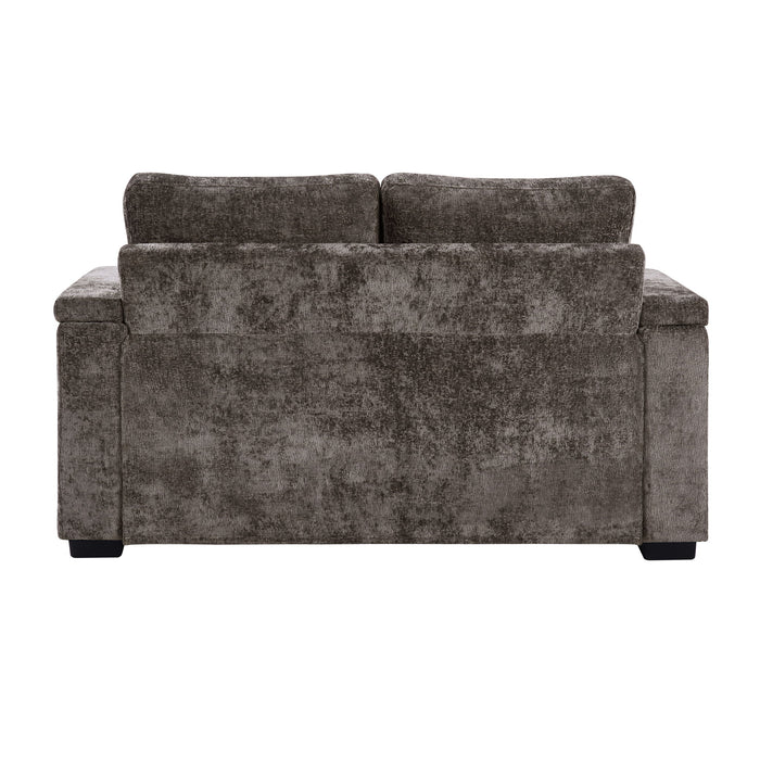 Pull Out Sofa Bed Loveseat With Twin Mattress, Cup Holders And Arm Storage