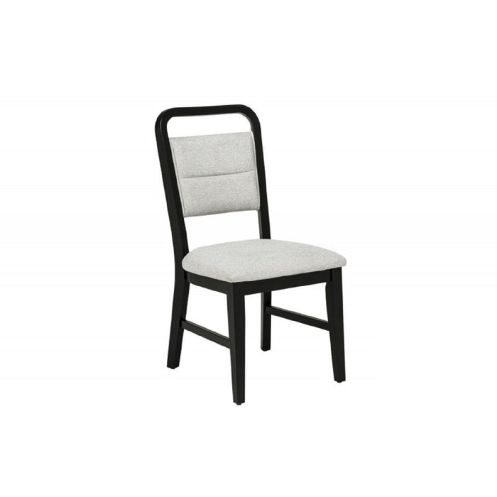 Dining Set With Round Table And 4 Upholstered Chairs - Black / Gray