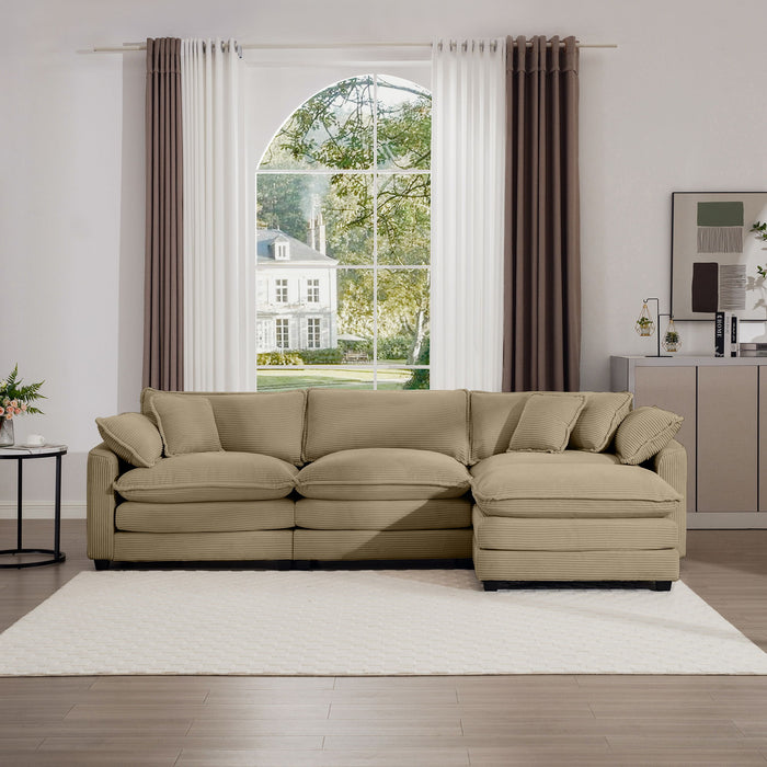 Oversized Modular Cushion Sofa With Ottoman, Low Back, Deep Seating Sofa Set