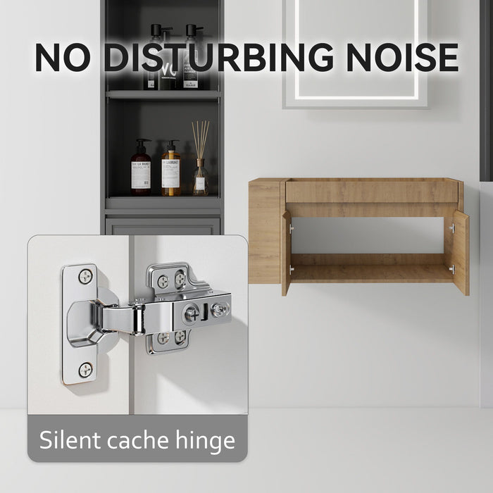Floating Bathroom Vanity Cabinet, Soft Close Double Drawers, Open Side Storage, Wall Mounted, Cabinet Only