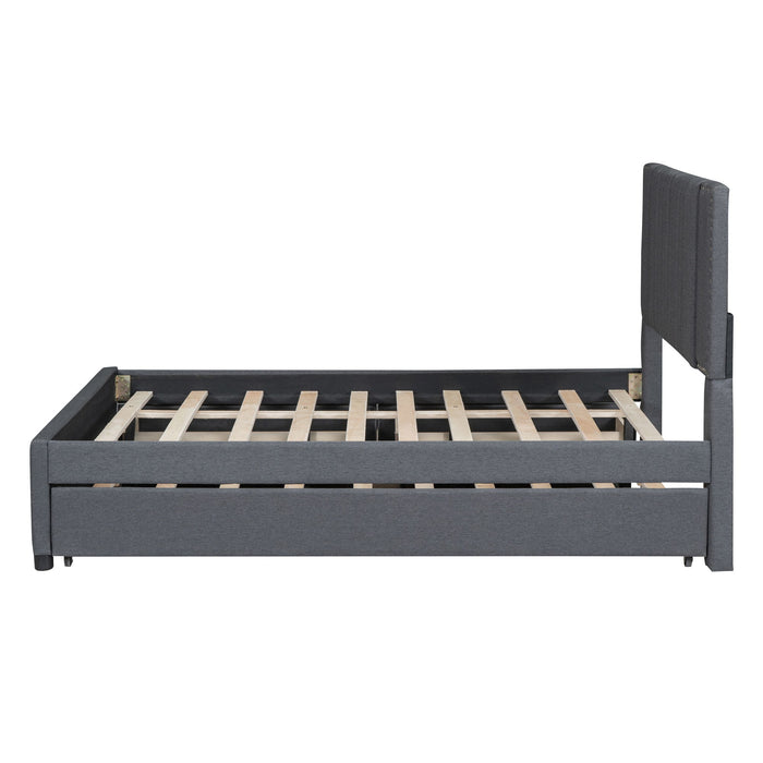 Upholstered Platform Bed With Drawers, Classic Headboard Design