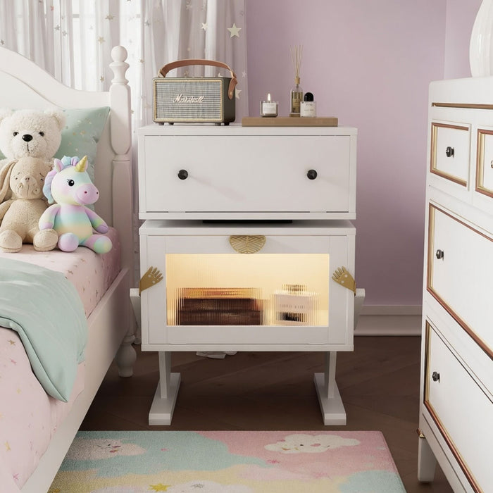 Robot LED Nightstand With 360° Rotating Drawer