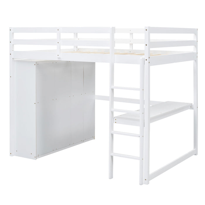Loft Bed With Built In Wardrobe, Shelves And Drawers
