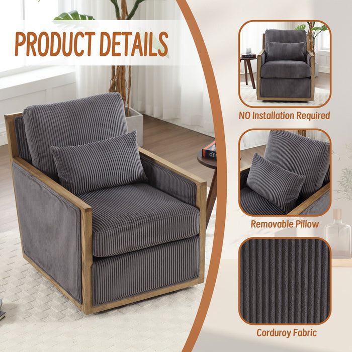 Comfy Accent Barrel Chair, 360 Degree Swivel