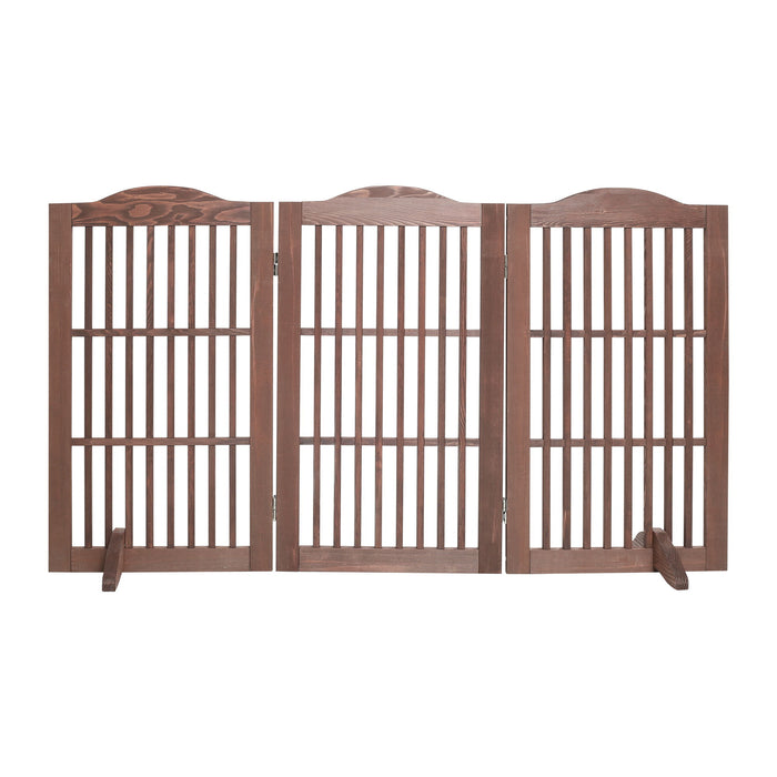Freestanding Foldable Pet Gate For Dogs - Brown