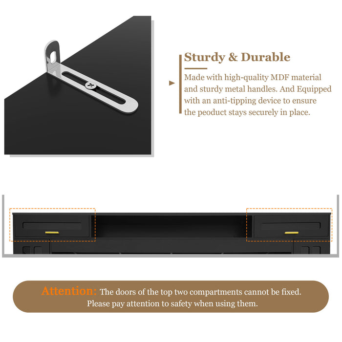 Wall Unit Entertainment Center With Bookshelves For TVs Up To 80"