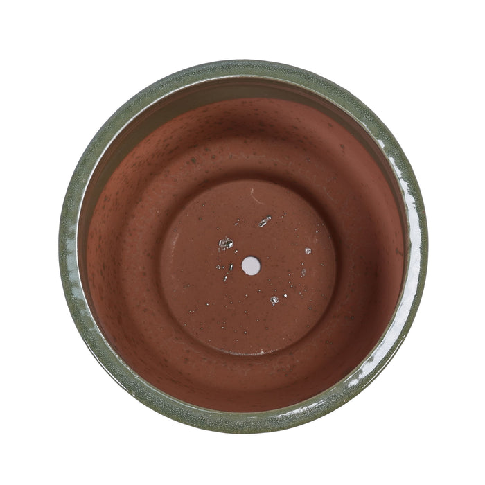 3 Pieces Ceramic Flowerpot, Planter For Patio, Garden Or Windowsills - Antique Light Green