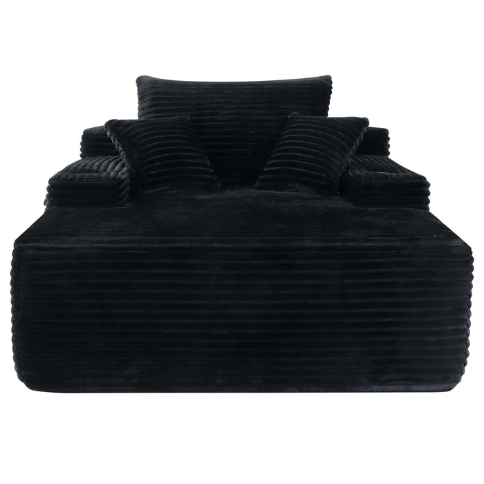 Convertible Chaise Lounge Chair & Wide Armrest & Throw Pillows - Black