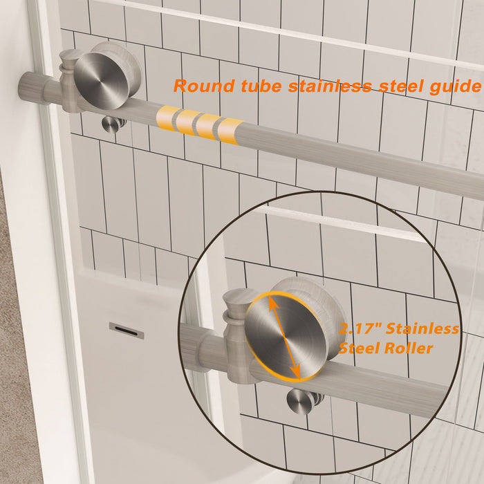 Frameless Shower Door, Smooth Sliding Tracks