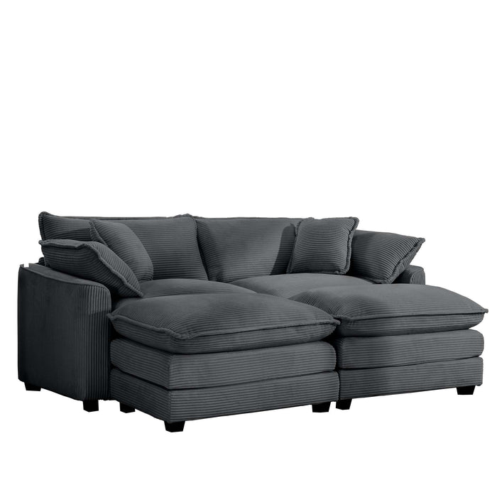 Modular Oversized Cushion Sofa With Ottoman, Low Back, Deep Seating Sofa Set