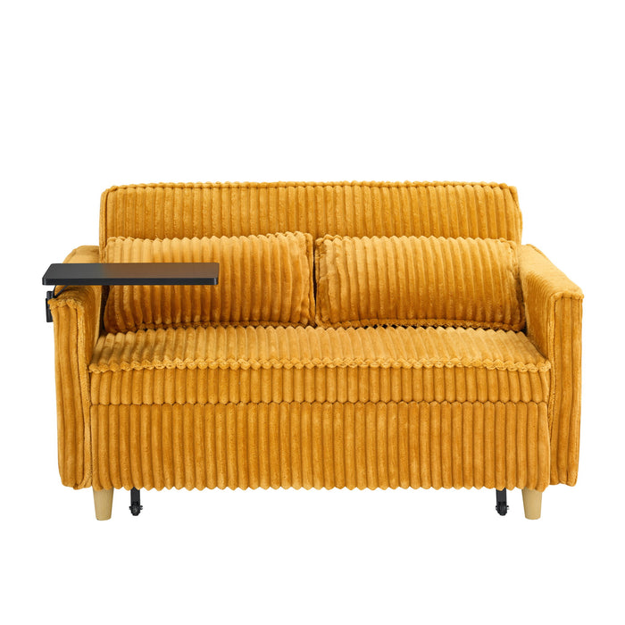 Pull Out Sofa With Movable Tabletop And USB Ports