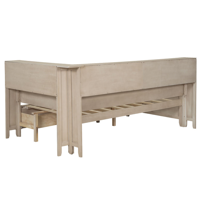 Daybed With Storage Shelves And 3 Drawers