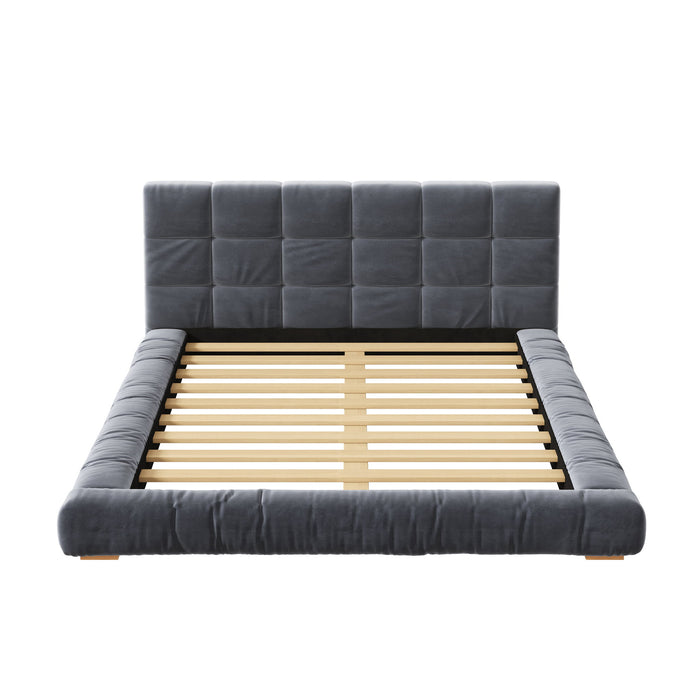 Upholstered Platform Bed Frame With Tufted Headboard