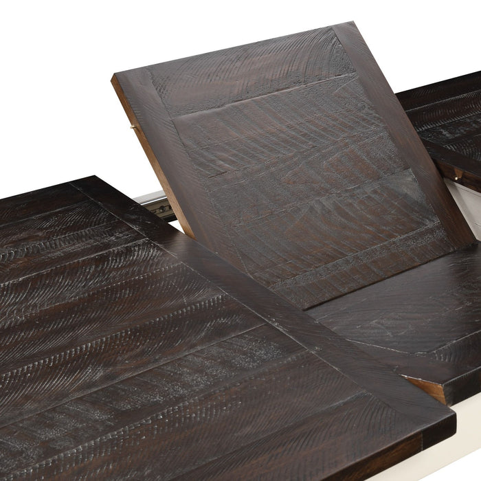 Dining Table With Leaf, Expandable - Brown