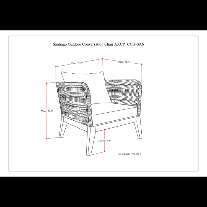 Santiago - Outdoor Conversation Chair - Slate Gray