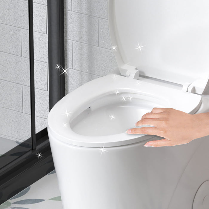 Glossy Tornado Flush 1 Piece Toilet With Dual Flush, Soft Close Seat - Gloss White