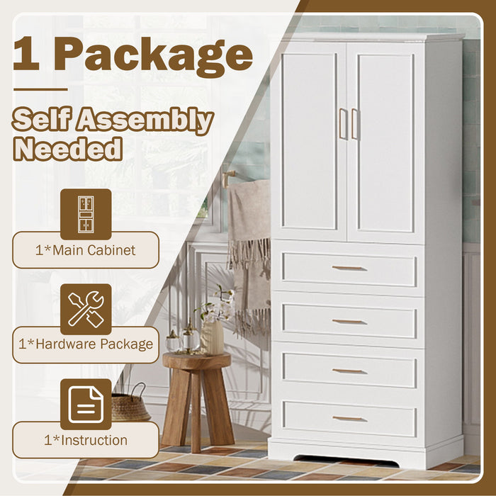 Freestanding Bathroom Cabinet With 3 Drawers, Adjustable Shelf, Soft Close Doors