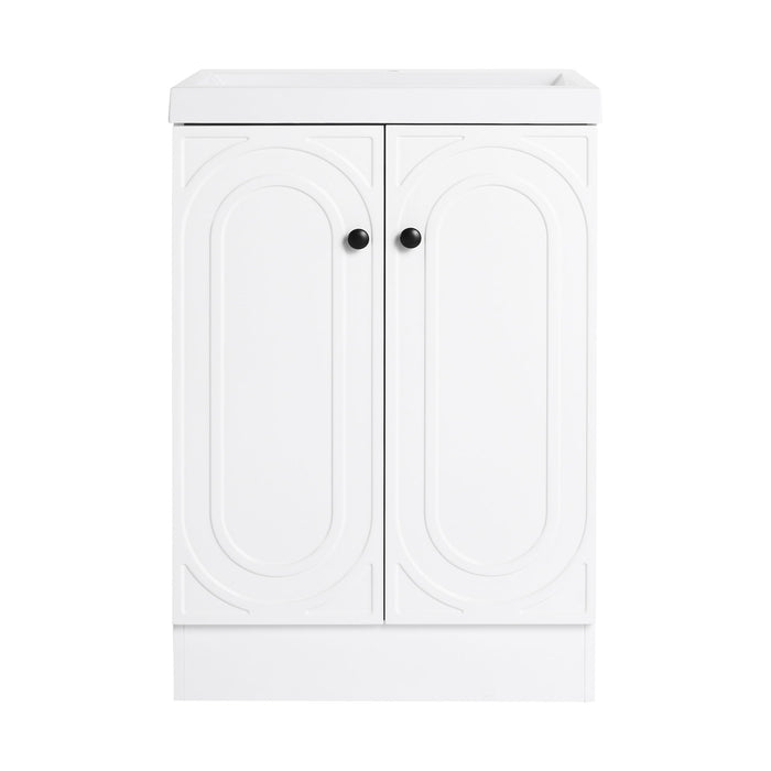 Contemporary Freestanding Bathroom Vanity With Resin Sink & Soft-Close Cabinet Doors