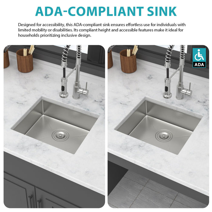 Modern Undermount Stainless Steel Kitchen Sink 16 Gauge, Deep Single Bowl