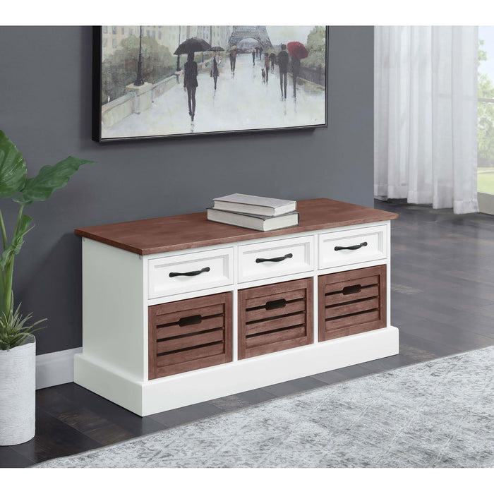 3 Drawer Storage Bench With Removable Baskets - Brown