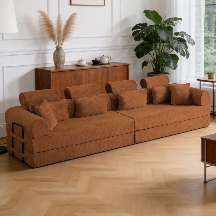 Modern L-Shape Modular Sectional Sofa, Compressed Design