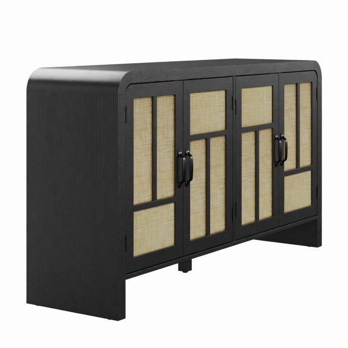 Sideboard Buffet Cabinet With 4 Doors & Adjustable Shelves - Black