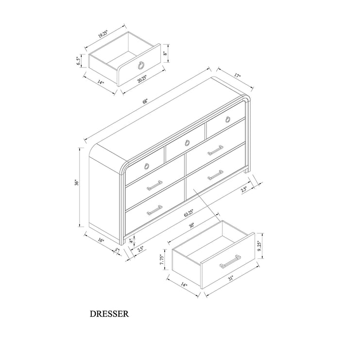 Malco - Dresser With Gold Detailing - Oak
