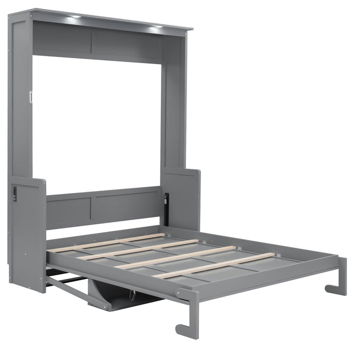 Murphy Bed With Desk, LED Lights And USB Charging Station
