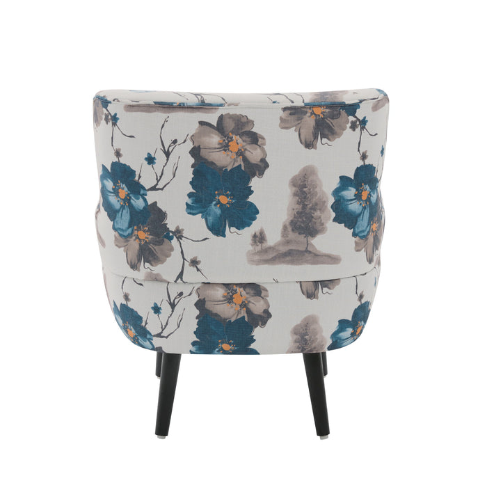 Armchair With Round Arm - White / Blue