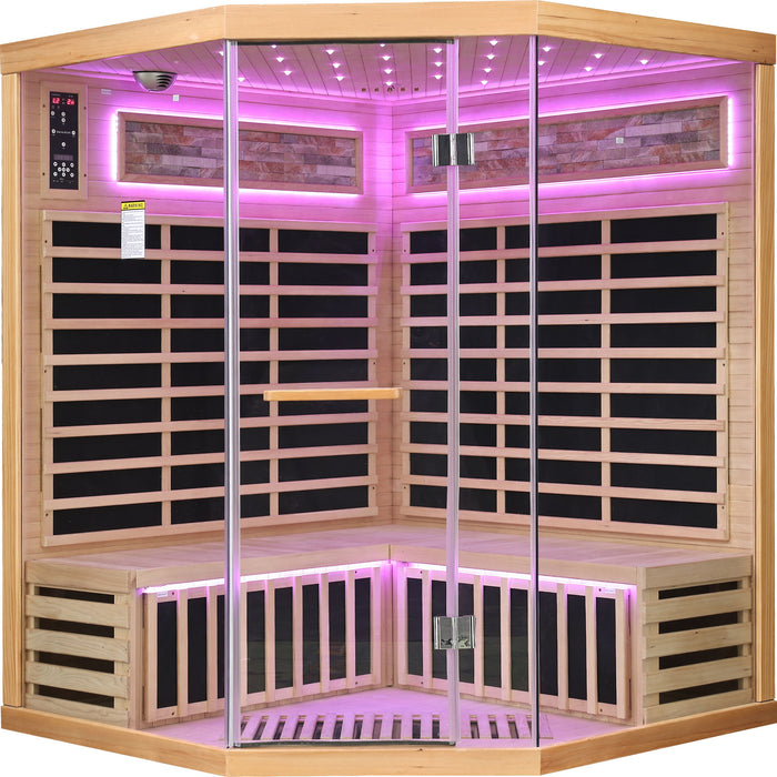 Pentagonal Sauna Room With Carbon Heating Plates - American White Oak