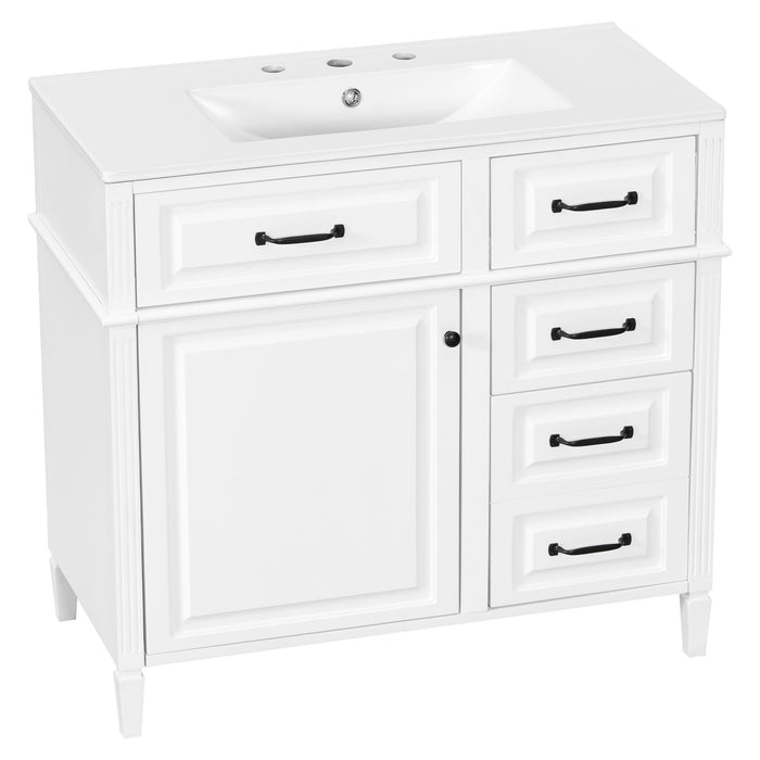 Modern Bathroom Vanity With Sink Top, Flip Drawer Design