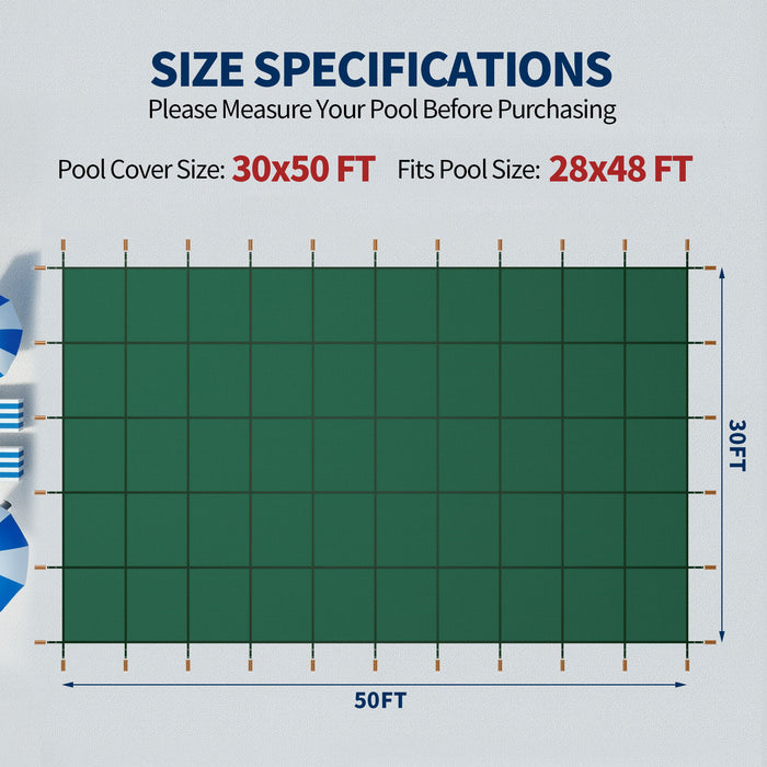 Swimming Pool Safety Cover For Rectangular Pools - Green