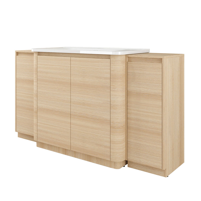 Freestanding Bathroom Vanity With Sink, 2 Small Storage Cabinets, Soft Close Doors