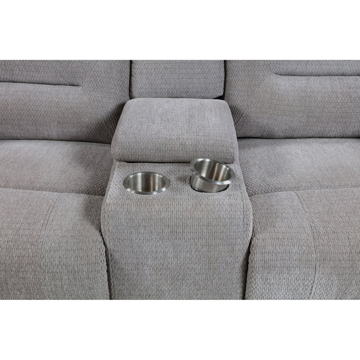 Sebring - Upholstered Manual Reclining Loveseat With Center Storage Console - Gray