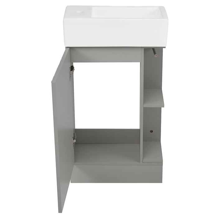 Modern Bathroom Vanity With Sink And 2 Tier Shelf