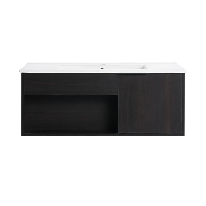 Wall Mounted Floating Bathroom Vanity With Open Shelf & Soft Close Door