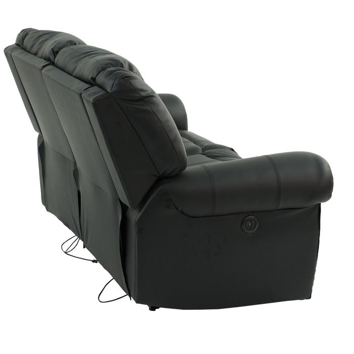 Plush Relax Power Reclining Loveseat 2 Seat Couch With USB Charging Armrest Cushion Living Room Furniture - Black