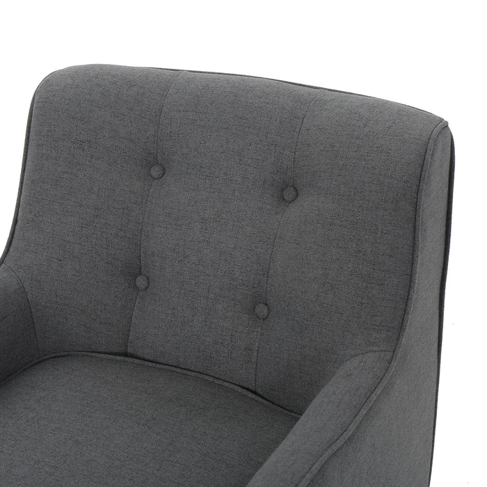 Modern Arm Chair With Tufted Back And Wooden Legs