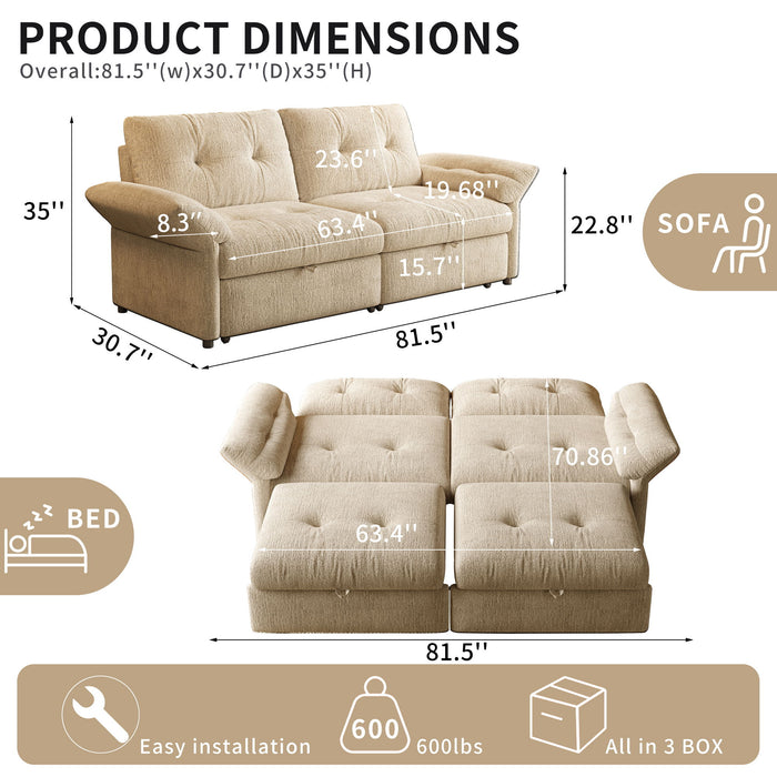 Sofa Bed, 2 In 1 Design For Living Rooms