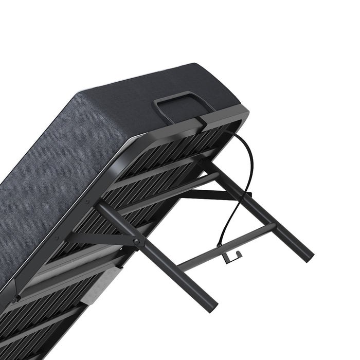 Twin Extra Long Folding Bed With Adjustable Headboard, Cot With Memory Foam Mattress - Black