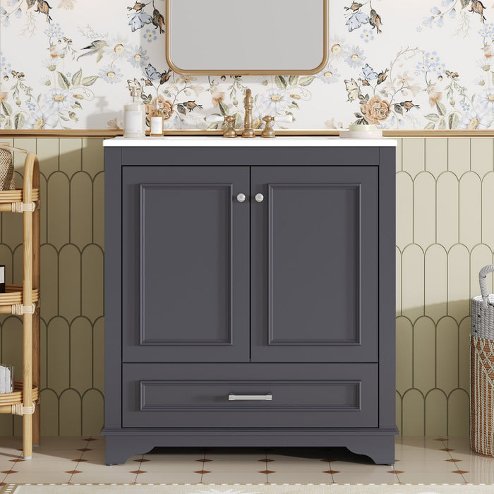 Bathroom Vanity With Sink, Cabinet & 2 Soft Closing Doors & Adjustable Shelf