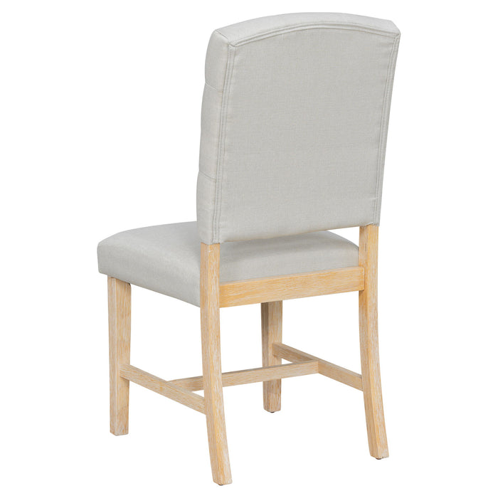 Dining Set With Leaf Round Table And 4 Upholstered Chairs