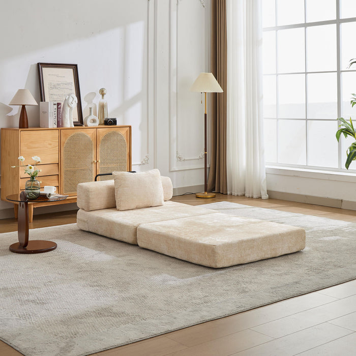 Convertible Floor Sofa Bed With Fixed Shape Frame For Living Room