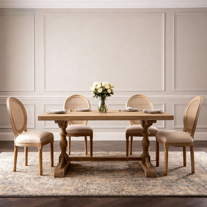 Dining Chairs, Upholstered With Round Back (Set of 2) - Beige