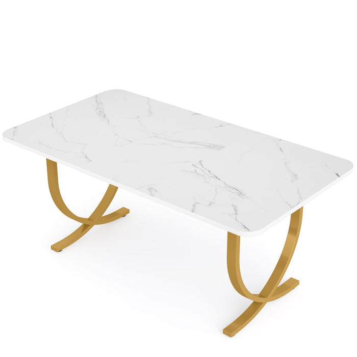 Executive Office Computer Desk For Home Office - White / Gold