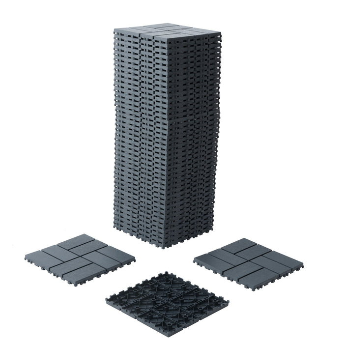 Outdoor Interlocking Design Deck Tiles (Set of 44) - Gray