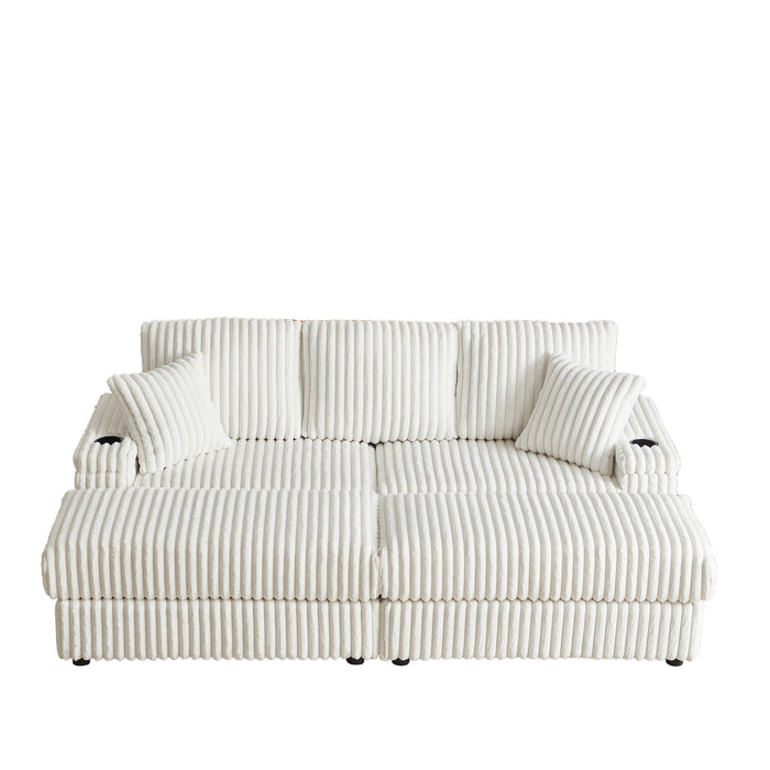 3 Seater Sofa With 2 Ottomans For Living Room